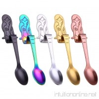 5 Pieces Mermaid Style Hanging Spoon Stainless Steel Mixing Colors Coffee Spoons Creative Cute Multi-Color Spoons Set - B07CTF8BZS